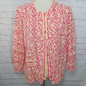 Lilly & Van Pink And Yellow Long Sleeve Cardigan